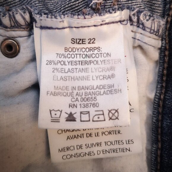 mblm Ladies Medium Wash Size 22 Distressed Front Blue Jeans - Picture 10 of 13